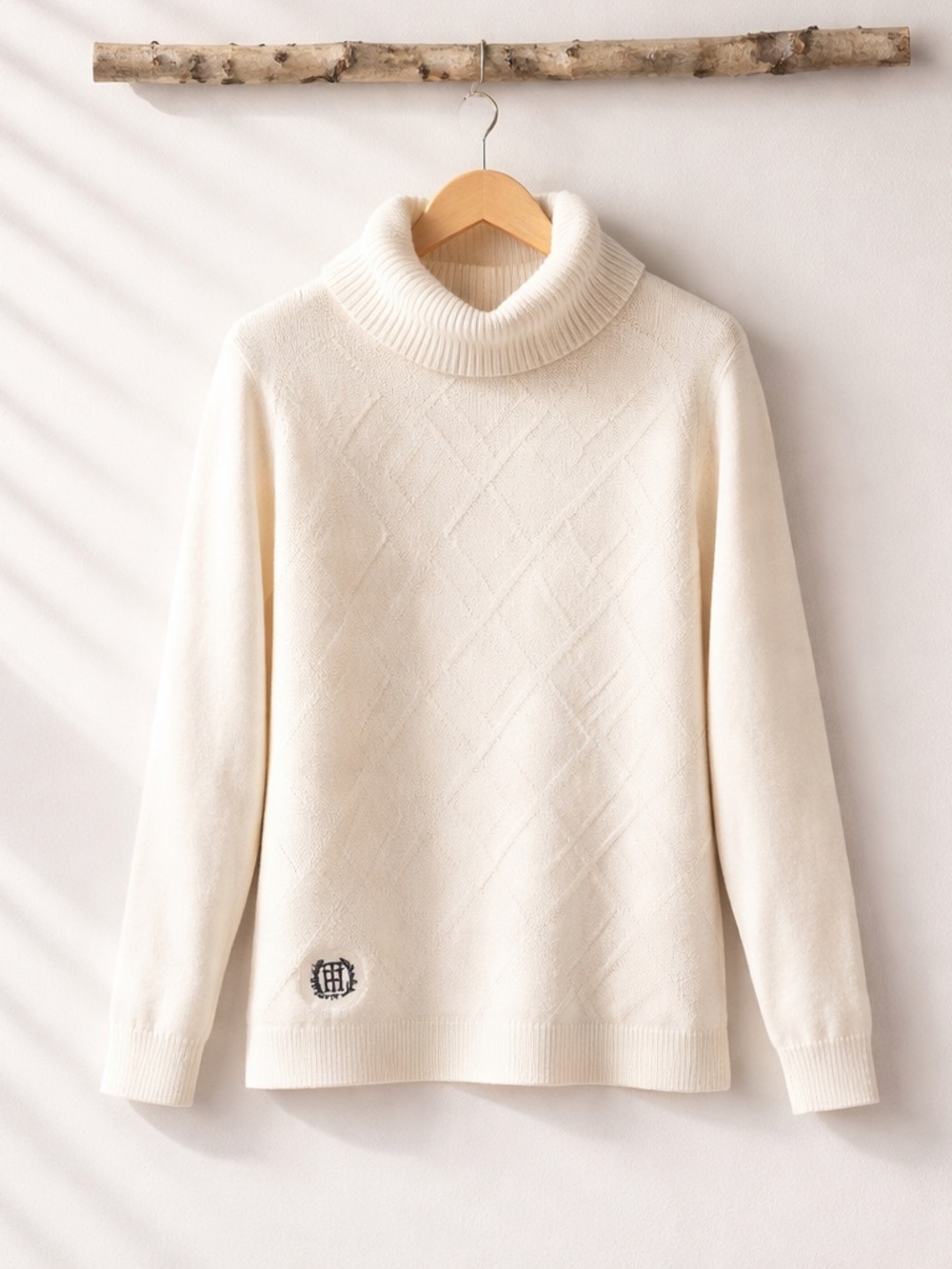 Tommy Hilfiger Cream Turtleneck Knit Sweater - Women